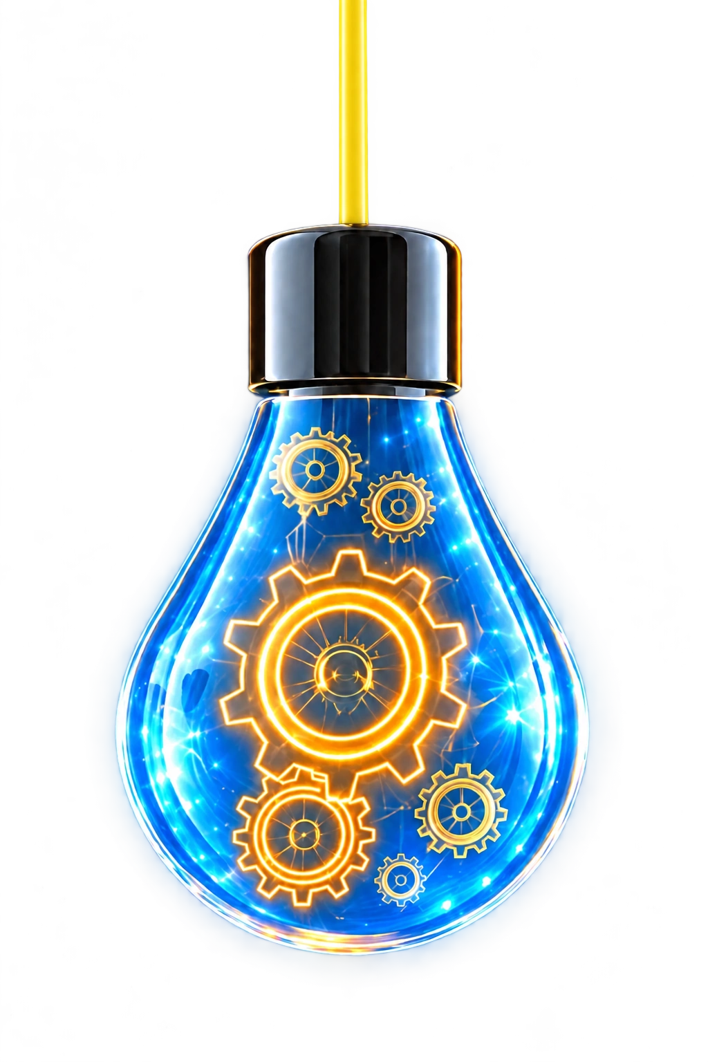 Evolved Technical Solutions glowing lightbulb and gears